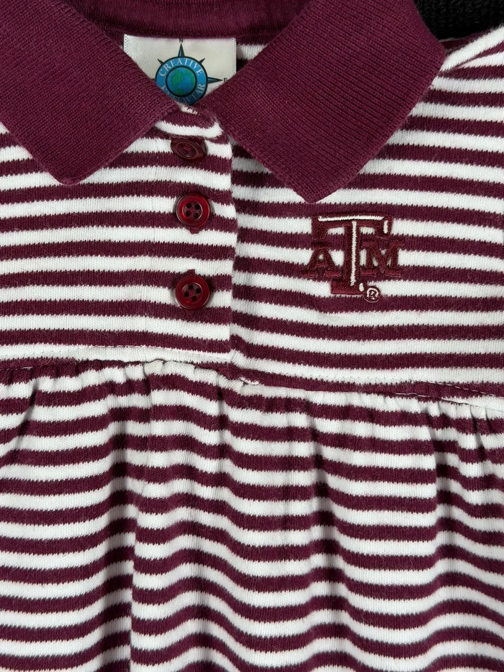 CREATIVE KNITWEAR Texas A&M Aggies Striped Game Day Dress with Bloomers- 6-9M